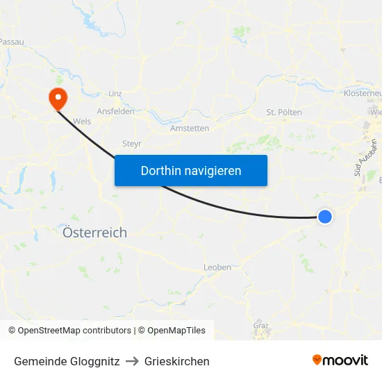 Gemeinde Gloggnitz to Grieskirchen map