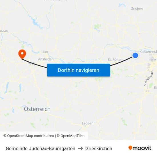 Gemeinde Judenau-Baumgarten to Grieskirchen map
