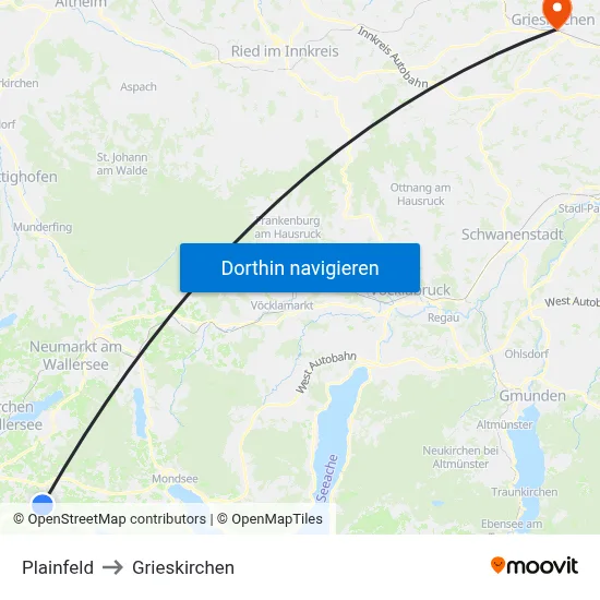 Plainfeld to Grieskirchen map