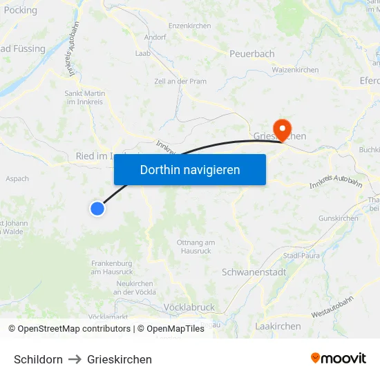 Schildorn to Grieskirchen map