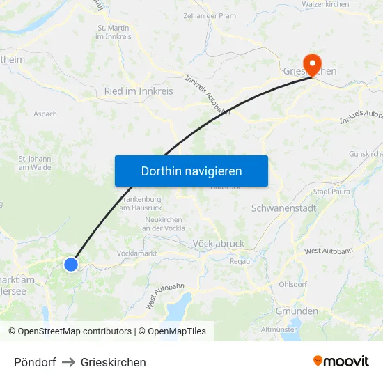 Pöndorf to Grieskirchen map