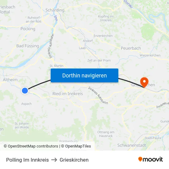 Polling Im Innkreis to Grieskirchen map