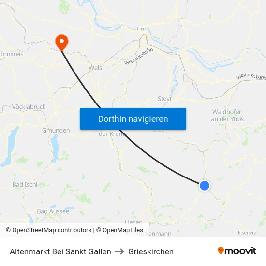 Altenmarkt Bei Sankt Gallen to Grieskirchen map