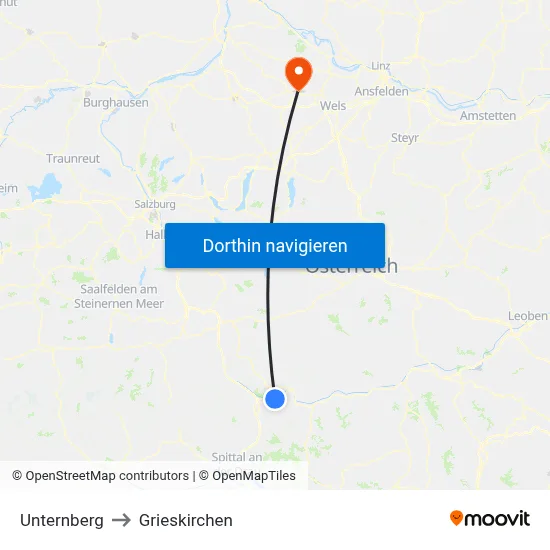 Unternberg to Grieskirchen map