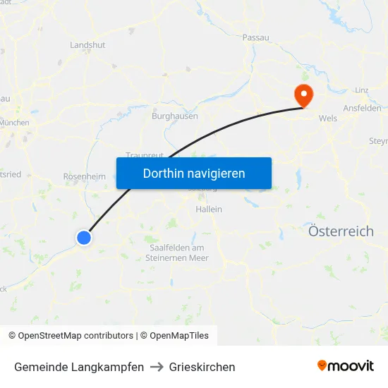 Gemeinde Langkampfen to Grieskirchen map