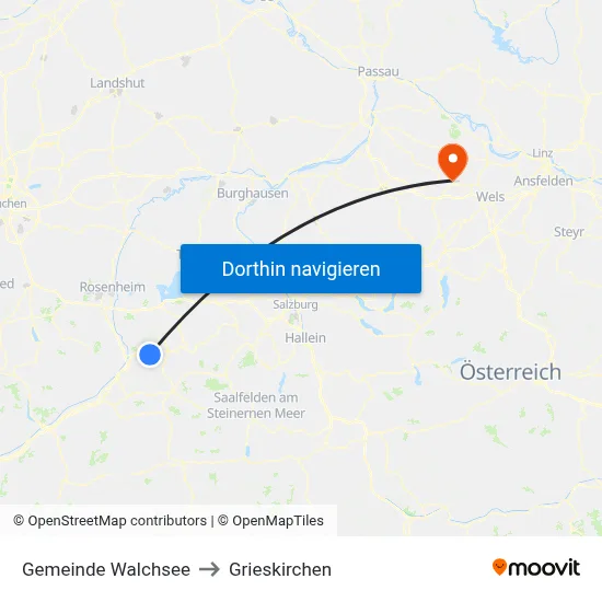 Gemeinde Walchsee to Grieskirchen map