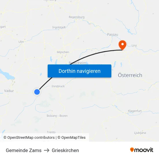 Gemeinde Zams to Grieskirchen map