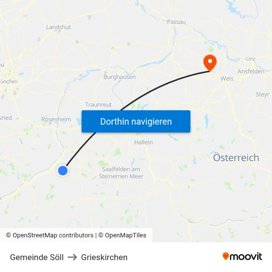 Gemeinde Söll to Grieskirchen map