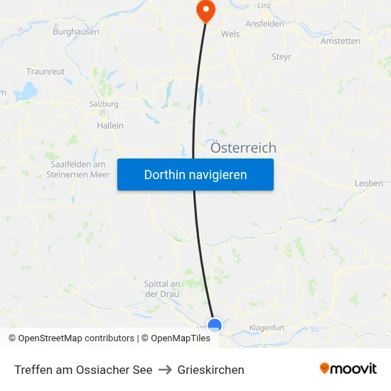 Treffen am Ossiacher See to Grieskirchen map