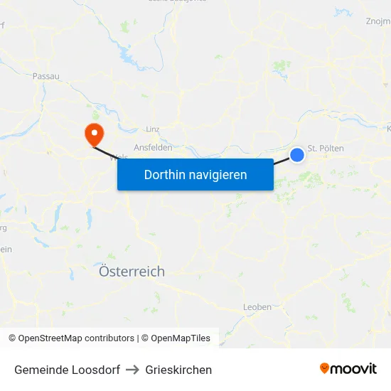 Gemeinde Loosdorf to Grieskirchen map