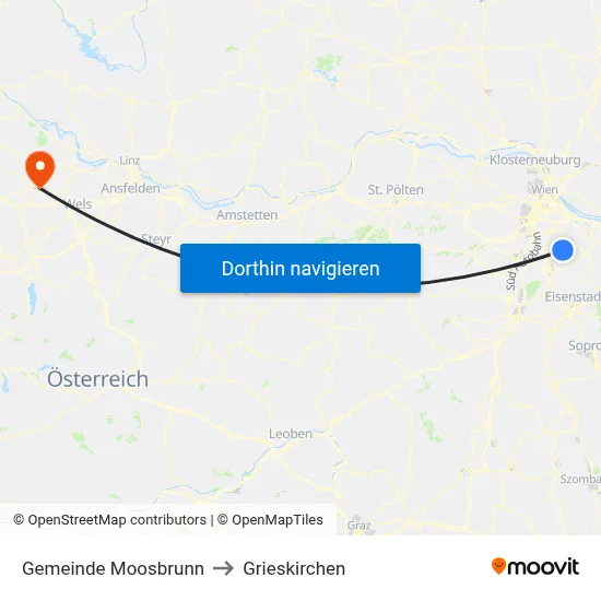 Gemeinde Moosbrunn to Grieskirchen map
