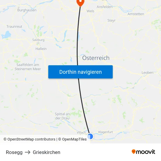 Rosegg to Grieskirchen map