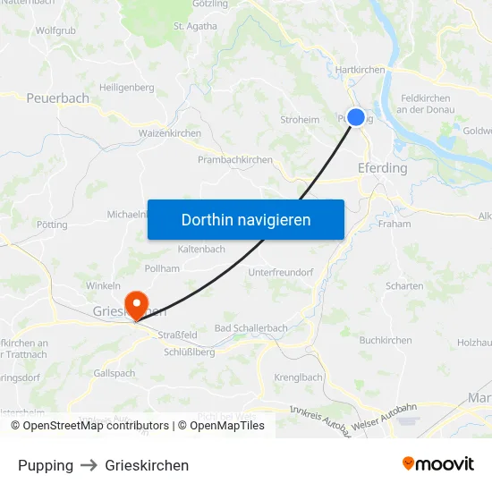 Pupping to Grieskirchen map