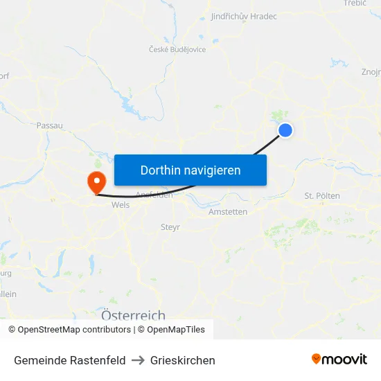 Gemeinde Rastenfeld to Grieskirchen map
