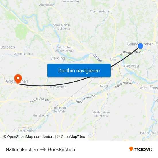 Gallneukirchen to Grieskirchen map