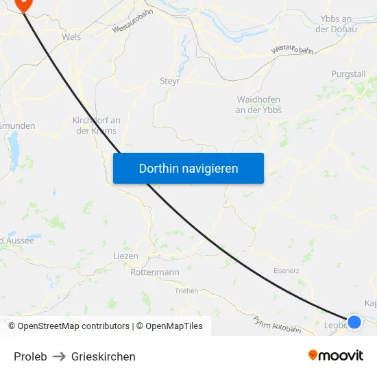 Proleb to Grieskirchen map