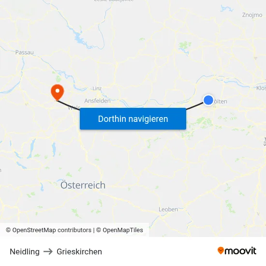 Neidling to Grieskirchen map
