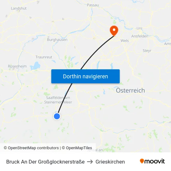 Bruck An Der Großglocknerstraße to Grieskirchen map
