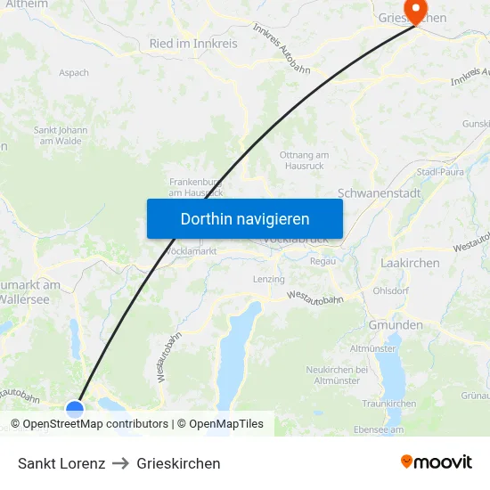 Sankt Lorenz to Grieskirchen map