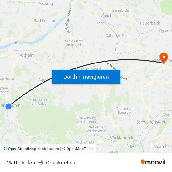 Mattighofen to Grieskirchen map