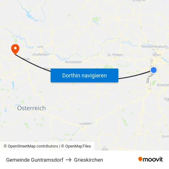 Gemeinde Guntramsdorf to Grieskirchen map
