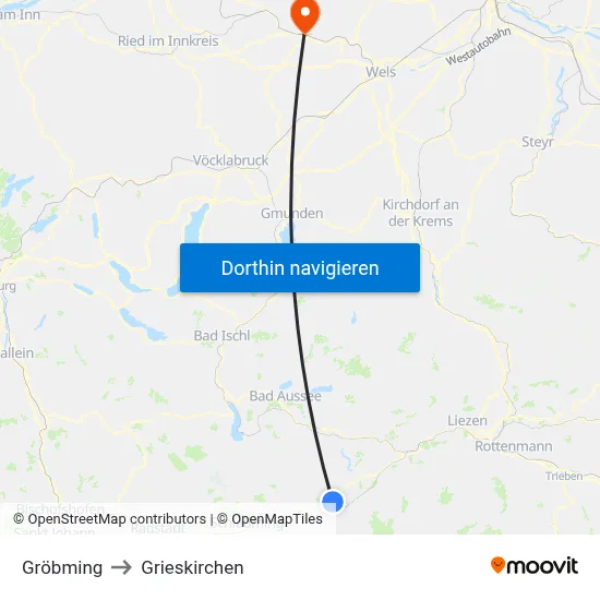 Gröbming to Grieskirchen map