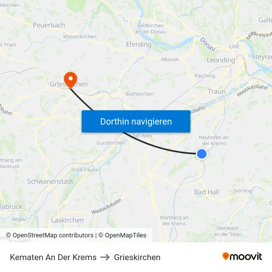 Kematen An Der Krems to Grieskirchen map