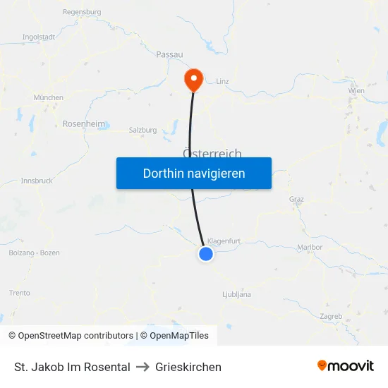 St. Jakob Im Rosental to Grieskirchen map