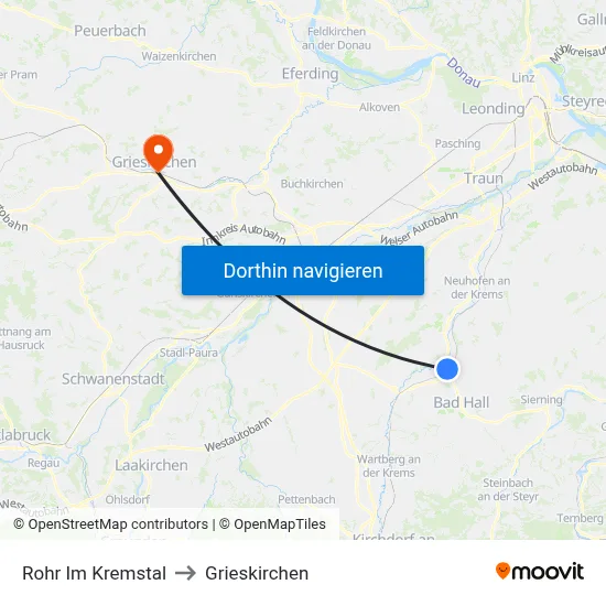Rohr Im Kremstal to Grieskirchen map