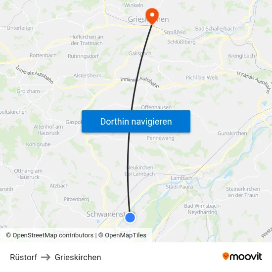 Rüstorf to Grieskirchen map