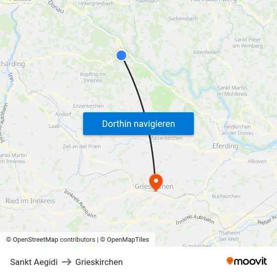 Sankt Aegidi to Grieskirchen map