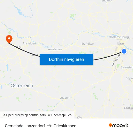 Gemeinde Lanzendorf to Grieskirchen map