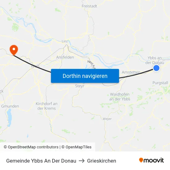 Gemeinde Ybbs An Der Donau to Grieskirchen map
