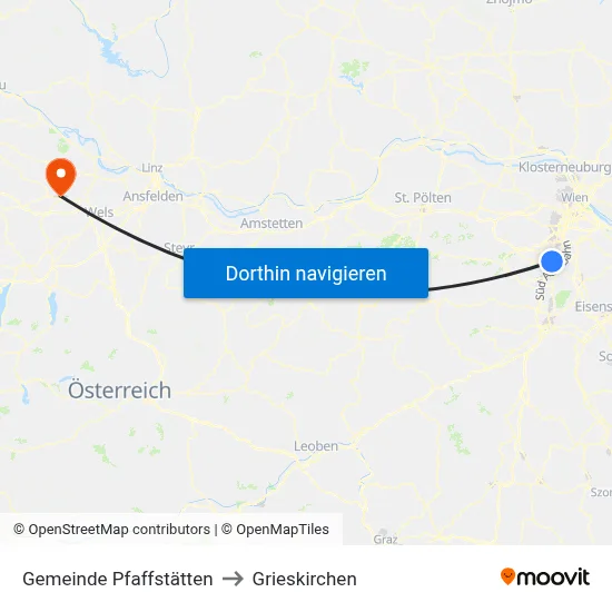 Gemeinde Pfaffstätten to Grieskirchen map