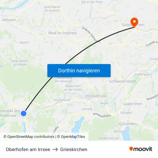 Oberhofen am Irrsee to Grieskirchen map
