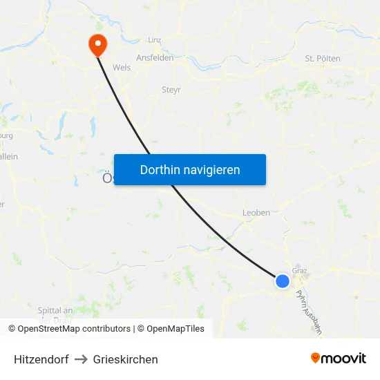 Hitzendorf to Grieskirchen map