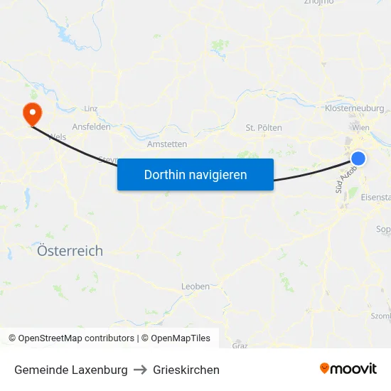 Gemeinde Laxenburg to Grieskirchen map