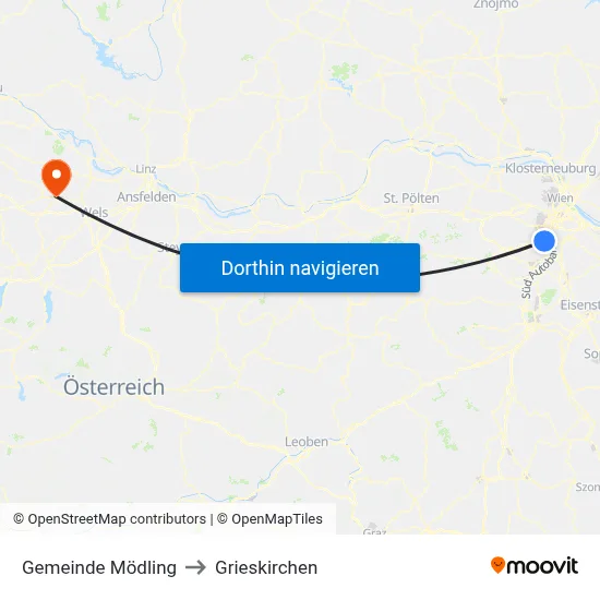Gemeinde Mödling to Grieskirchen map