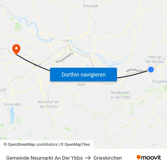 Gemeinde Neumarkt An Der Ybbs to Grieskirchen map