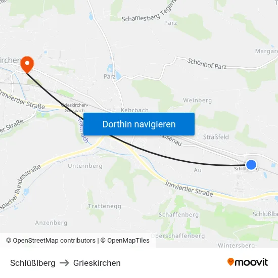 Schlüßlberg to Grieskirchen map