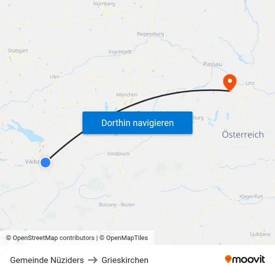 Gemeinde Nüziders to Grieskirchen map