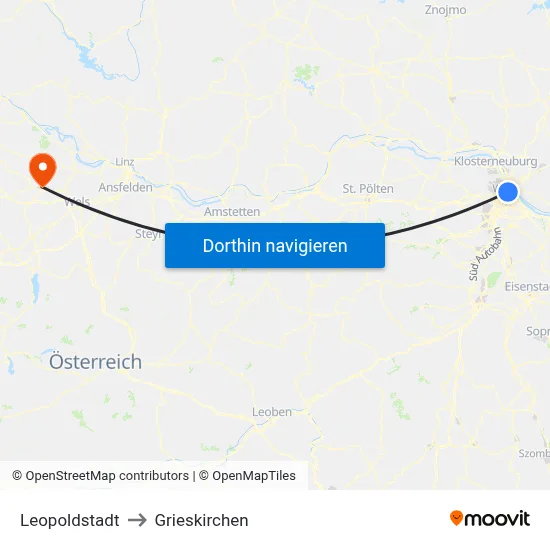 Leopoldstadt to Grieskirchen map