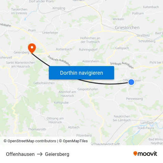 Offenhausen to Geiersberg map