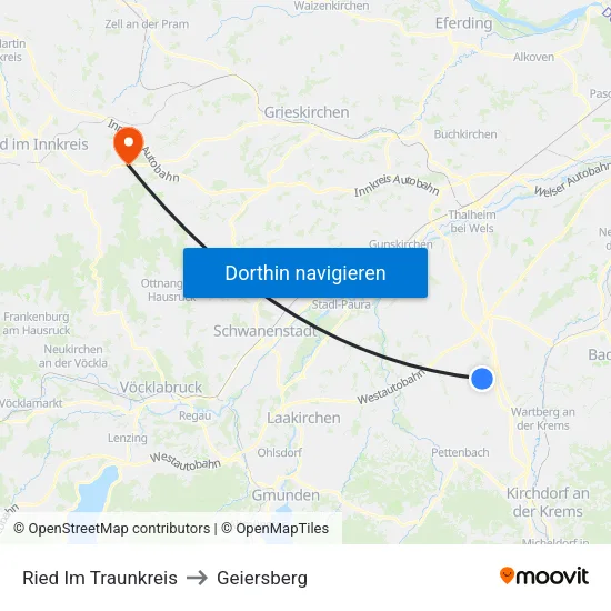 Ried Im Traunkreis to Geiersberg map