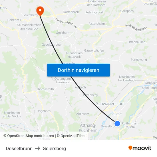 Desselbrunn to Geiersberg map