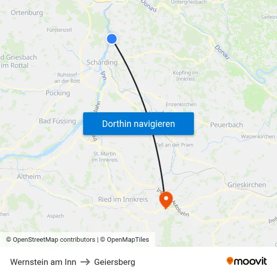 Wernstein am Inn to Geiersberg map