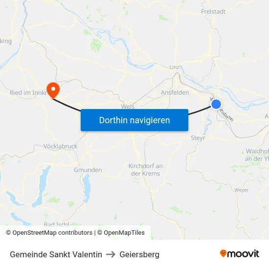 Gemeinde Sankt Valentin to Geiersberg map