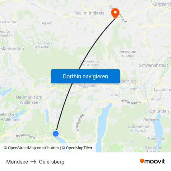 Mondsee to Geiersberg map