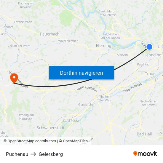 Puchenau to Geiersberg map