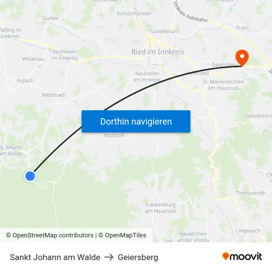 Sankt Johann am Walde to Geiersberg map
